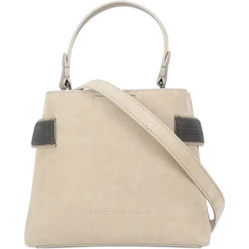 Wildleder Handtasche mit Messingdetails - BRUNELLO CUCINELLI - Modalova