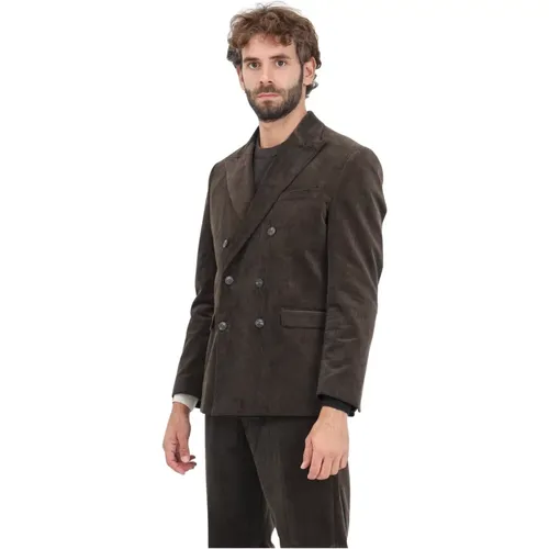 Brauner Doppelreihiger Blazer Rippenvelours , Herren, Größe: 2XL - Selected Homme - Modalova