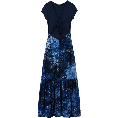 Blaues VAusschnitt Kleid für Frauen , Damen, Größe: XL - Desigual - Modalova