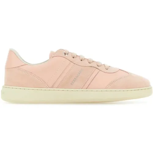 Pastellrosa Leder Sneakers , Damen, Größe: 35 1/2 EU - Salvatore Ferragamo - Modalova