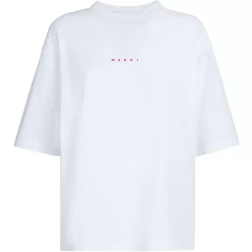 Logo-Print Baumwoll T-Shirt , Damen, Größe: L - Marni - Modalova