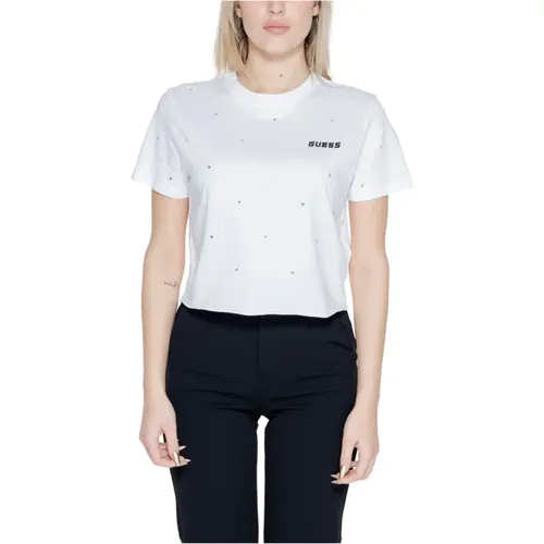 Crop T-shirt Frühling/Sommer Kollektion 100% Baumwolle , Damen, Größe: XS - Guess - Modalova