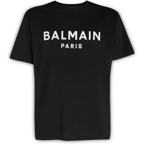 Klassisches T-Shirt , Herren, Größe: XL - Balmain - Modalova