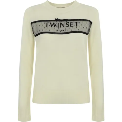 Bestickte Wolle-Kaschmir Pullover , Damen, Größe: XL - Twinset - Modalova