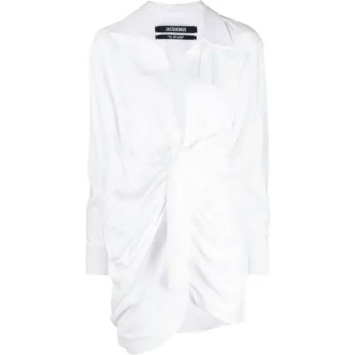 Weiße asymmetrische Kleid mit Knotendetails , Damen, Größe: XS - Jacquemus - Modalova