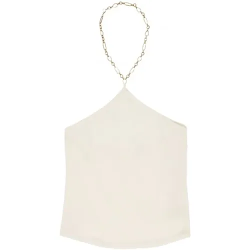 Sleeveless Satin Top with Golden Chain , female, Sizes: S, XS - Tara Jarmon - Modalova