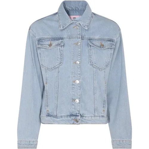 Denim Medium Jacket with Embroidered Logo , female, Sizes: 2XS, S - Chiara Ferragni Collection - Modalova