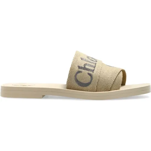 Slides mit Logo , Damen, Größe: 35 EU - Chloé - Modalova