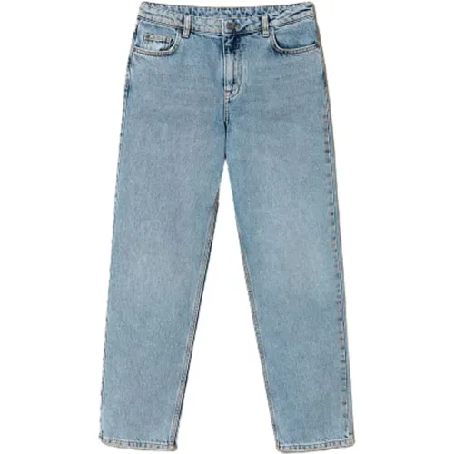 High-Waisted Cropped Straight Cut Jeans , female, Sizes: W32, W28, W30 - Twinset - Modalova