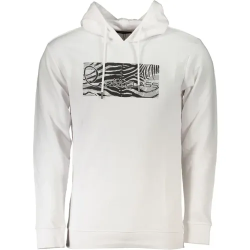 Weiße Gebürstete Logo-Kapuzenpullover , Herren, Größe: M - Cavalli Class - Modalova