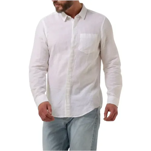Leinen Baumwoll Regular Hemd Weiß , Herren, Größe: S - Calvin Klein - Modalova