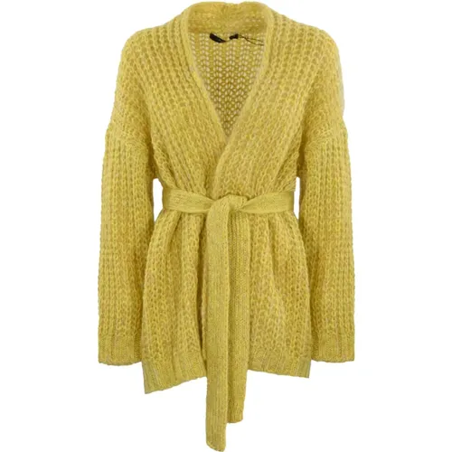 Gelber Oversized Mohair Cardigan Pullover - Max Mara Weekend - Modalova