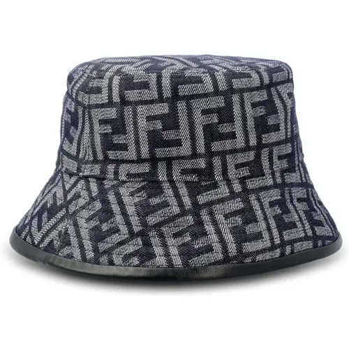 Monogram Bucket Hat in and Grey , male, Sizes: M - Fendi - Modalova