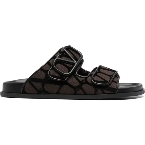 VLogo Toile Iconographe Double-Strap Sandals , male, Sizes: 5 UK - Valentino Garavani - Modalova