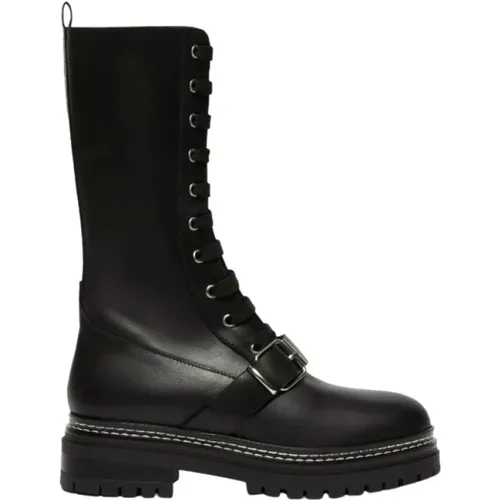 Schwarze Combat Schnürstiefel , Damen, Größe: 36 EU - Max Mara Weekend - Modalova