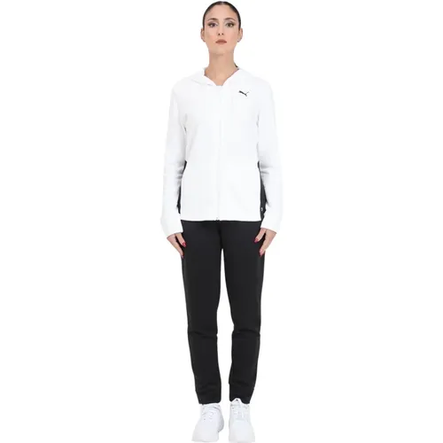 Klassischer Kapuzen Schwarz-Weiß Jumpsuit , Damen, Größe: M - Puma - Modalova