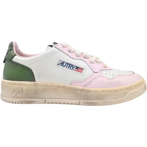 Vintage Low Top Sneakers Weiß/Lila/Zypern , Damen, Größe: 38 EU - Autry - Modalova