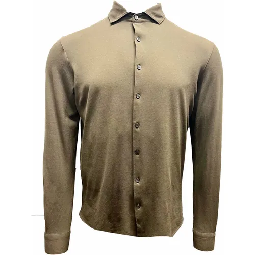 Soft Olive Pique Shirt Feinjersey , male, Sizes: L - Gran Sasso - Modalova