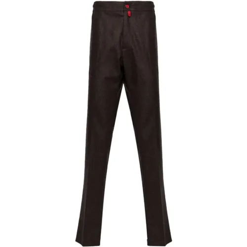 Logo Patch Straight-Leg Trousers , male, Sizes: W34, W32 - Kiton - Modalova