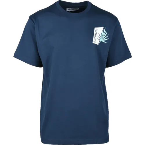 Navy T-Shirt for Men , male, Sizes: M, L, S, XL - Bikkembergs - Modalova