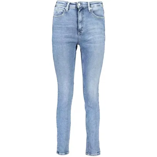 High Rise Skinny Cotton Jeans with Embroidery and Logo , female, Sizes: W27 L30, W28 L30, W26 L30, W29 L30 - Calvin Klein - Modalova