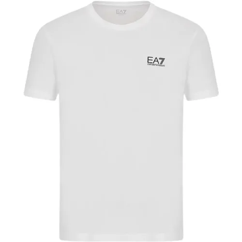 Weißes Baumwoll-T-Shirt - Kurze Ärmel, Rundhals , Herren, Größe: L - Emporio Armani EA7 - Modalova