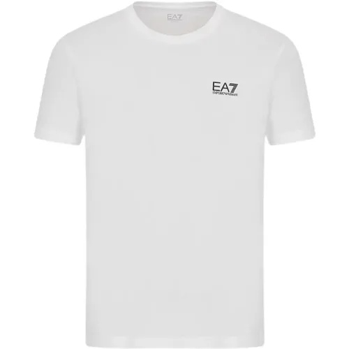 Weißes Baumwoll-T-Shirt - Kurze Ärmel, Rundhals , Herren, Größe: S - Emporio Armani EA7 - Modalova
