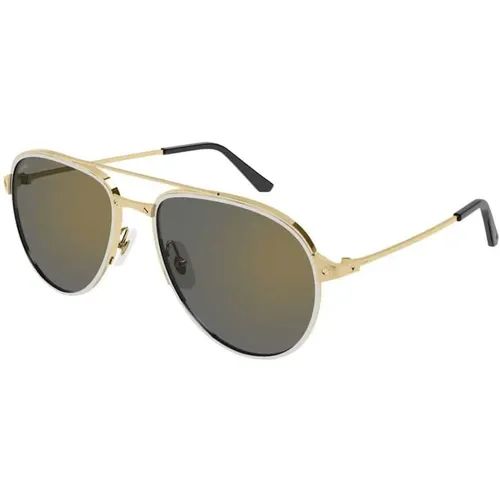 Luxuriöse Goldene und Graue Sonnenbrille - Cartier - Modalova