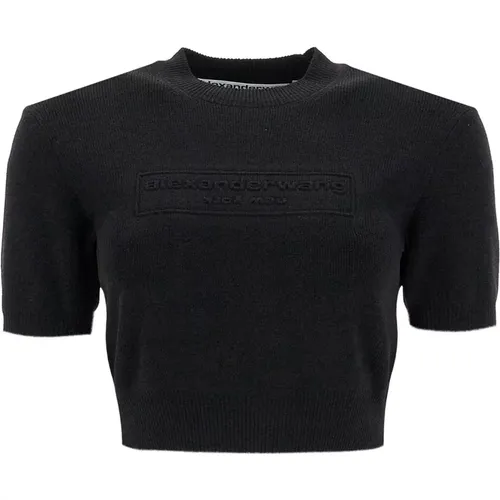 Geprägtes Logo Crop Top , Damen, Größe: XS - alexander wang - Modalova