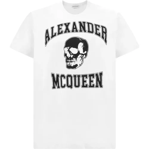 T-Shirt mit Totenkopf-Print - alexander mcqueen - Modalova
