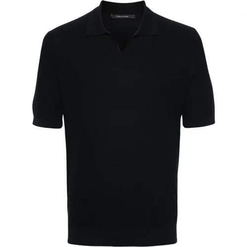 Ribbed Polo Cotton Silk Short Sleeve , male, Sizes: 2XL - Tagliatore - Modalova
