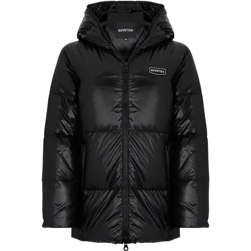 Kurze Steppjacke Schwarz Gestepptes Design , Damen, Größe: M - duvetica - Modalova