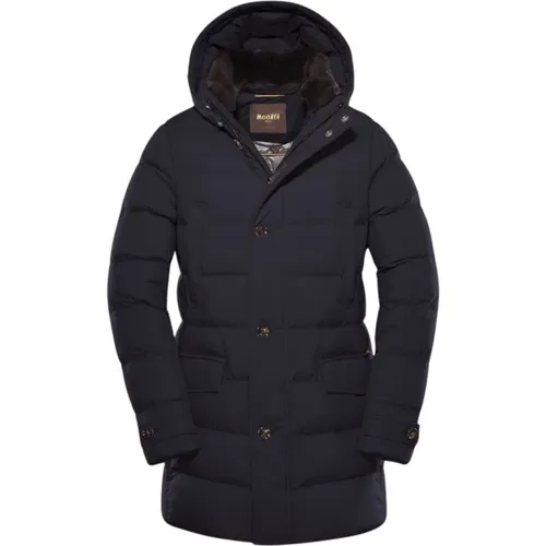 Quilted Goose Feather Jacket with Detachable Fur Trim , male, Sizes: 3XL, 2XL - Moorer - Modalova