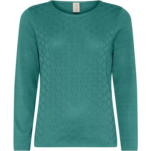 Feminine O-Neck Pullover Bluse Efeugrün , Damen, Größe: XL - Skovhuus - Modalova