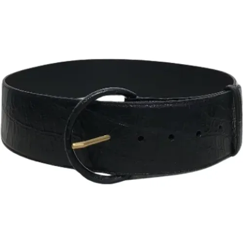Pre-owned Leather Croc-Embossed Belt with Vintage Gold Jewelry , female, Sizes: ONE SIZE - Saint Laurent Vintage - Modalova