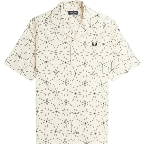 Geometrisches Print Reverskragenhemd , Herren, Größe: L - Fred Perry - Modalova