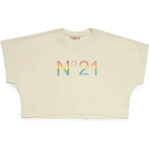 Multicolor Glitzerdruck Cropped T-Shirt - N21 - Modalova