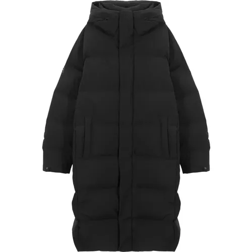 Schwarze Lange Daunenjacke Extra Slim , Damen, Größe: M - duvetica - Modalova