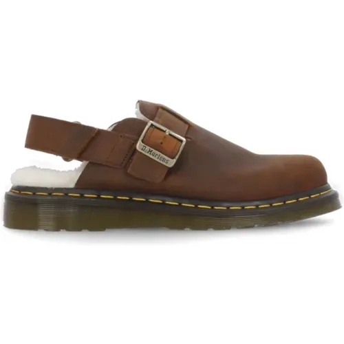 Braune Ledermules mit Kunstfellfutter , Damen, Größe: 44 EU - Dr. Martens - Modalova