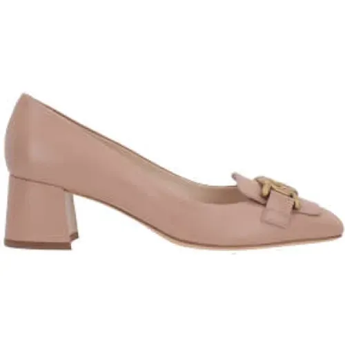 Beige Leather Heeled Décolleté with Antique Gold Chain , female, Sizes: 4 UK, 5 UK - TOD'S - Modalova