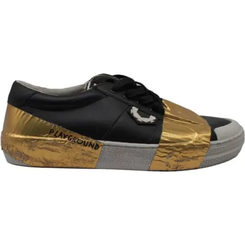 Black and Gold Low-Top Sneakers , female, Sizes: 5 UK - MOA - Master OF Arts - Modalova