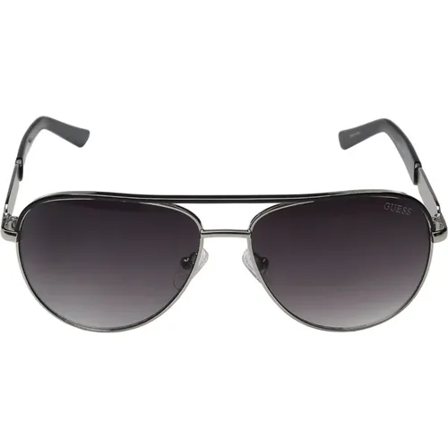 Aviator Sonnenbrille - Grau, Metall Logo - Guess - Modalova