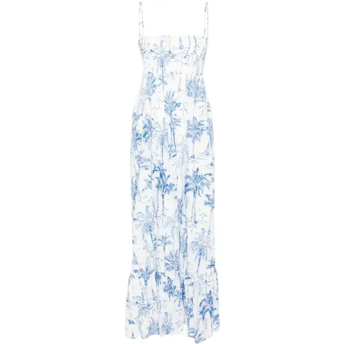 Toile de Jouy Print Tiered Dress , female, Sizes: S, XS - MC2 Saint Barth - Modalova