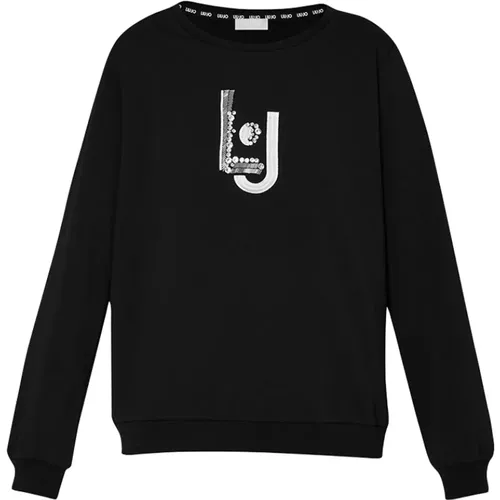 Schwarzer Pullover Elegant Vielseitig Bestickt - Liu Jo - Modalova