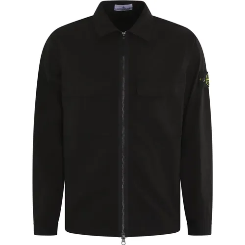 Logo-Patch Overshirt in , male, Sizes: 2XL - Stone Island - Modalova