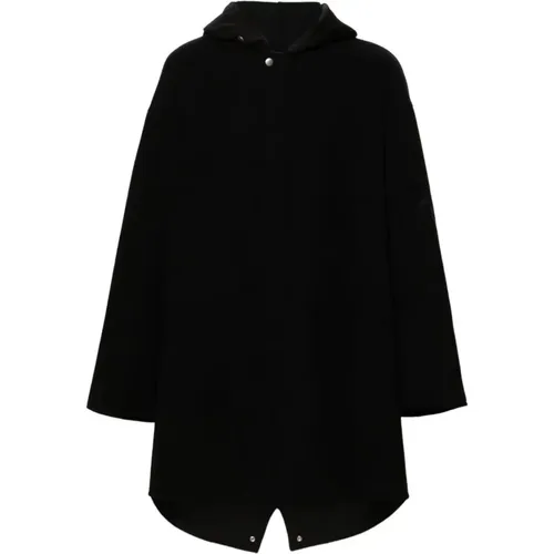 Wool Coat with Logo Jacquard , male, Sizes: L, M - Jil Sander - Modalova