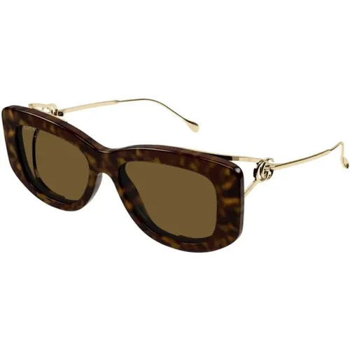 Havana Sunglasses Gg1566S , female, Sizes: 55 MM - Gucci - Modalova