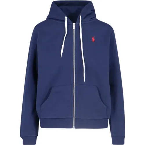 Blauer Zip Logo Pullover , Damen, Größe: XS - Ralph Lauren - Modalova