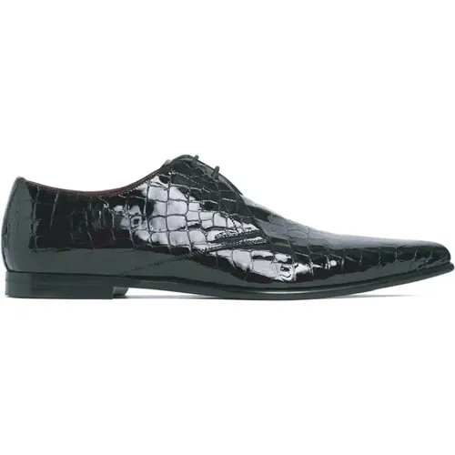 Croc Embossed Derby Lace-up Flats , male, Sizes: 6 1/2 UK, 6 UK - Dolce & Gabbana - Modalova