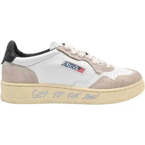 Low Leather Sneakers White/Silver , male, Sizes: 8 UK - Autry - Modalova